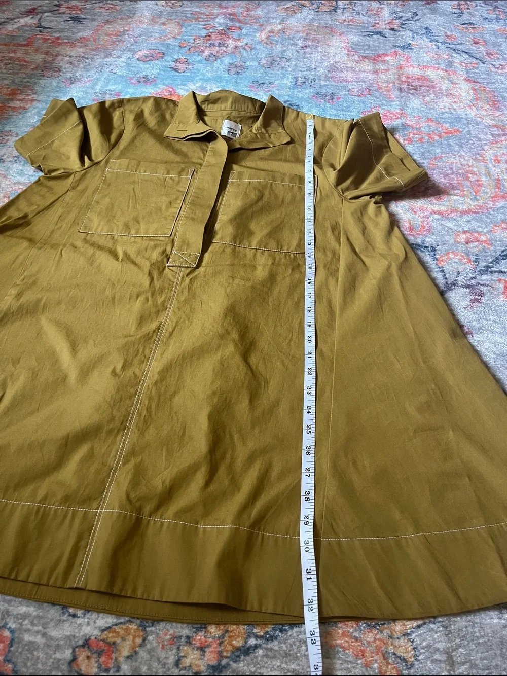 Anthropology Maeve Short-Sleeve A-Line Dress in Olive - Picture 3 of 8